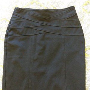INC Black Single Kick-Pleat Pencil Skirt with unique waist and hip detailing